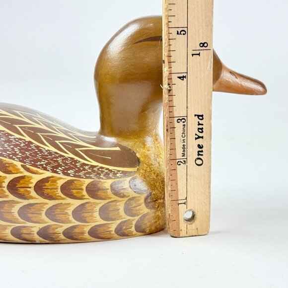Vintage Handcrafted Wooden Mallard Duck Decoy Detailed Display Decor Office Deco - Picture 10 of 10